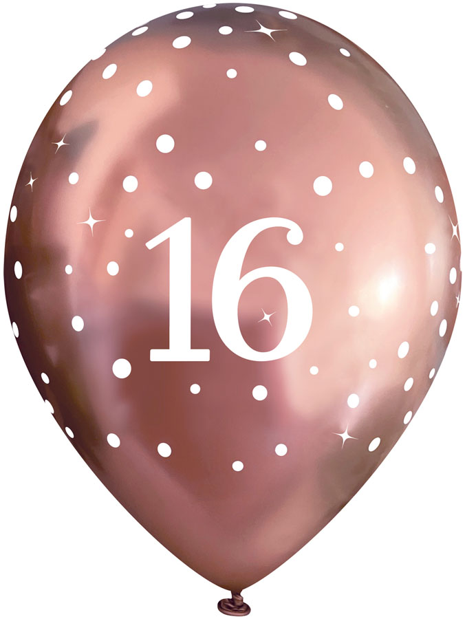 6ct Latex Balloon 11in Rose Gold 16th - Tiger Feet Ireland
