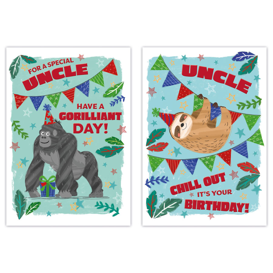 12pk Cards C50 Birthday Uncle - Tiger Feet Ireland