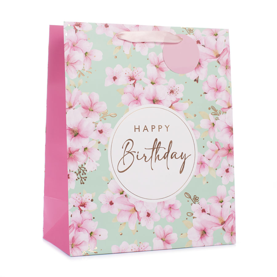 6pk Large Portrait Gift Bags Floral & Text - Tiger Feet Ireland