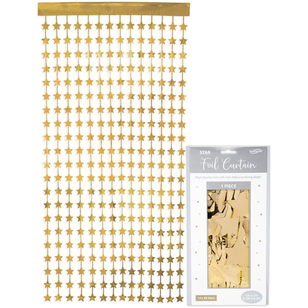 Gold Foil Stars Door Curtain 1m x 2m - Tiger Feet Ireland