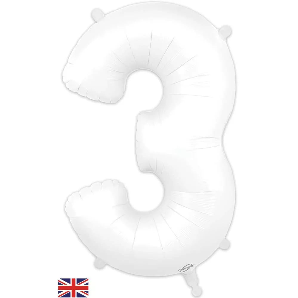 Foil Balloon 34" Big Number Matte White - Tiger Feet Ireland
