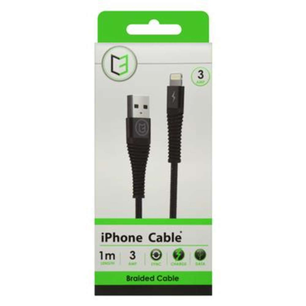 Braided Cable iPhone 1m 3Amp - Tiger Feet Ireland