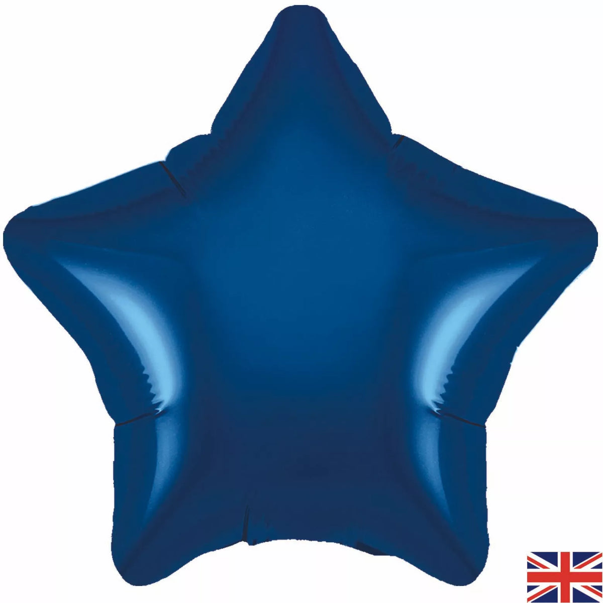 Foil Blln 19in Rnd Navy Blue Star Packaged - Tiger Feet Ireland