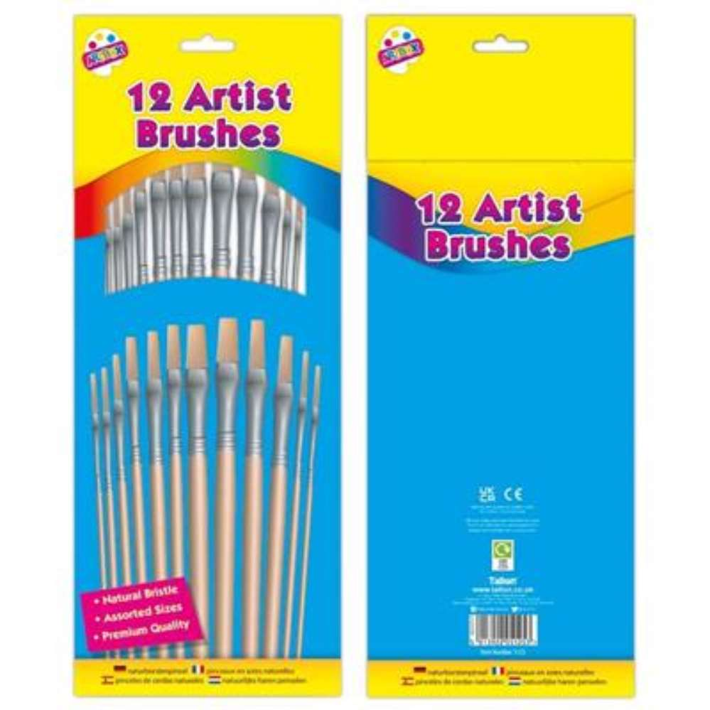 12pcs Wooden Artist Brushes - Tiger Feet Ireland