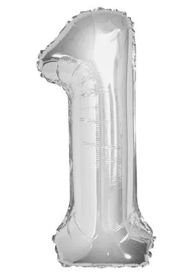 Foil Balloon 34" Big Number Silver - Tiger Feet Ireland