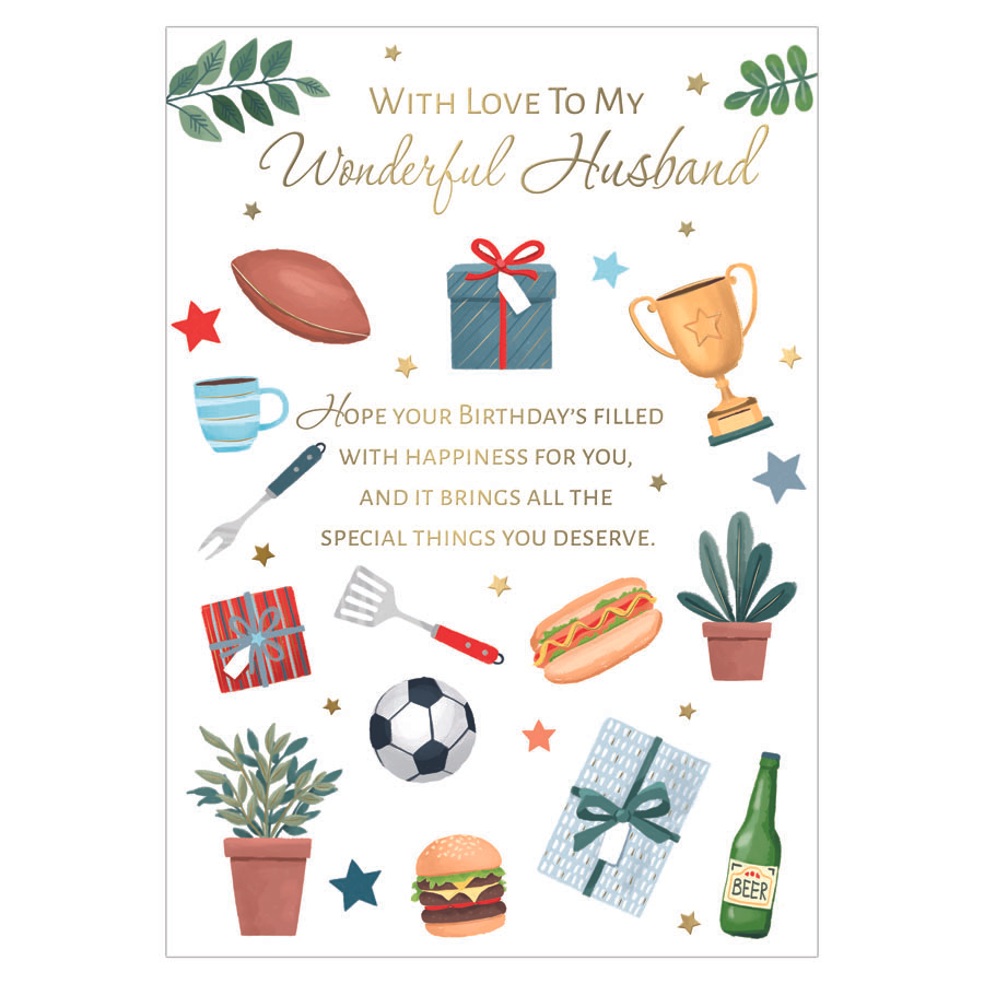 6pk Cards C90 Birthday Husband - Tiger Feet Ireland