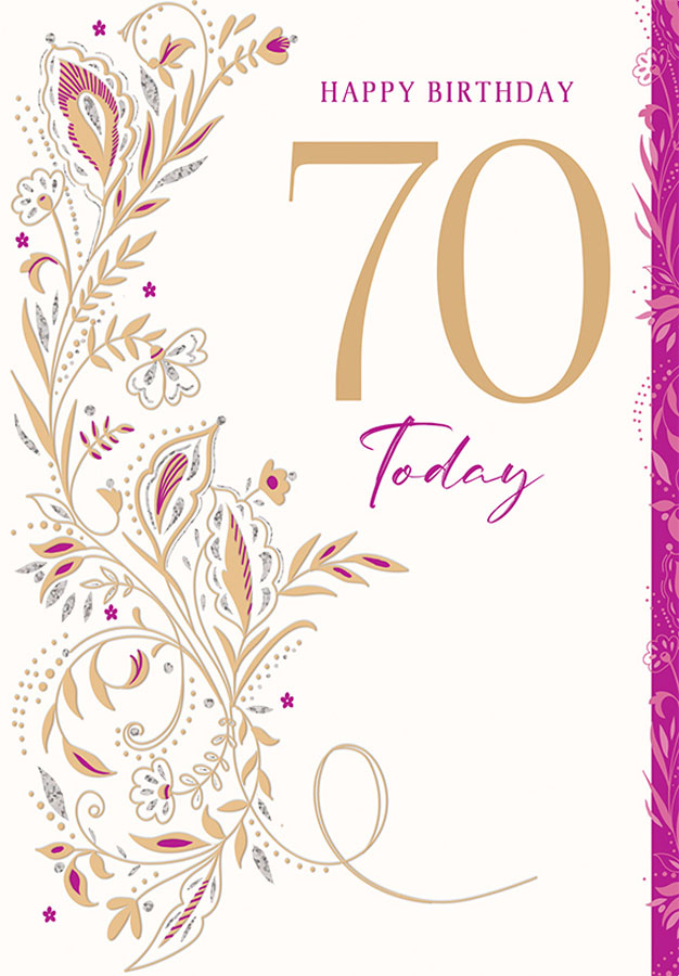 6pk Cards ED C75 Age 70 Fem Foil Leaves - Tiger Feet Ireland