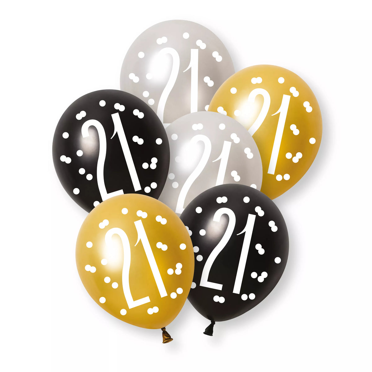 6ct Latex Balloon 12in Black Number 21 - Tiger Feet Ireland