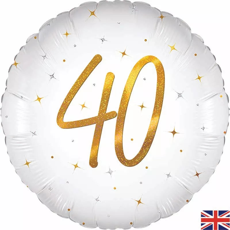 Foil Balloon 18" Sparkle White 40 Holographic - Tiger Feet Ireland