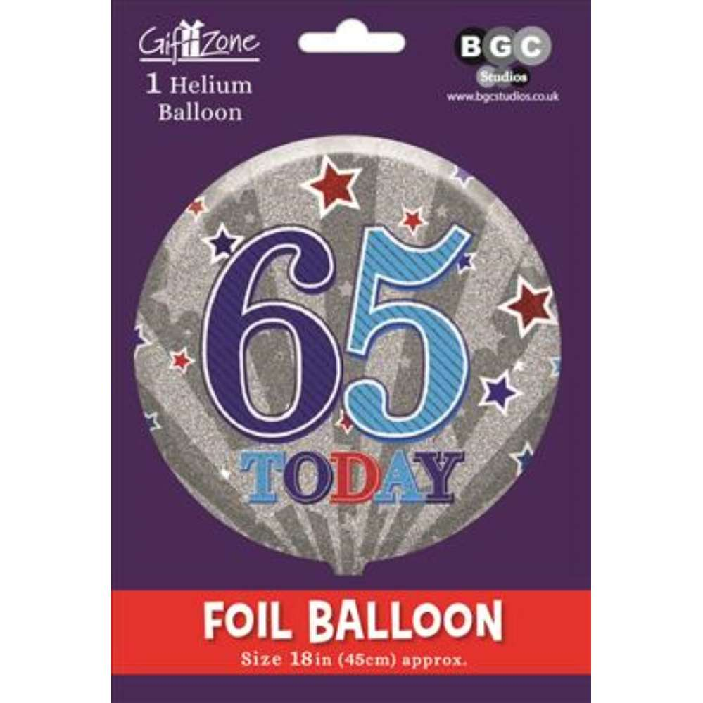 5Pk Foil Balloon Birthday Age 65 - Tiger Feet Ireland