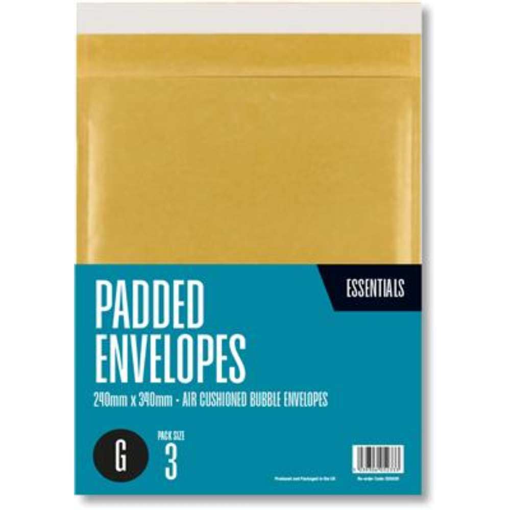 3pk Padded Envelopes Size G Large 240x335mm - Tiger Feet Ireland