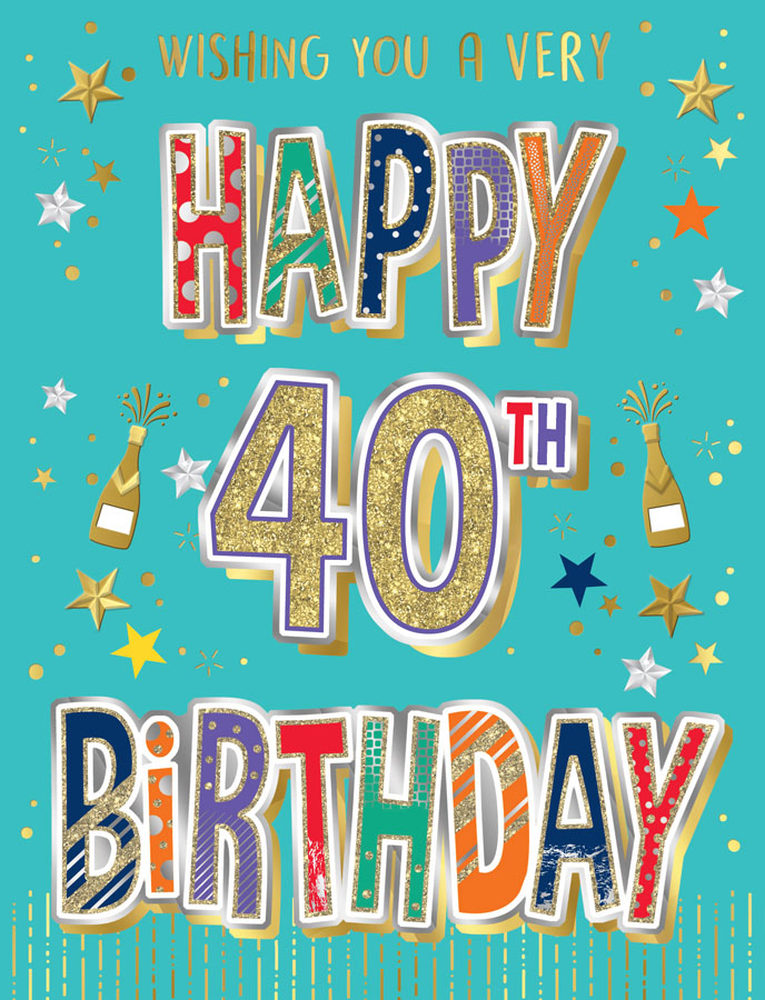 6pk Cards ED C50 Age 40 Text On Aqua - Tiger Feet Ireland