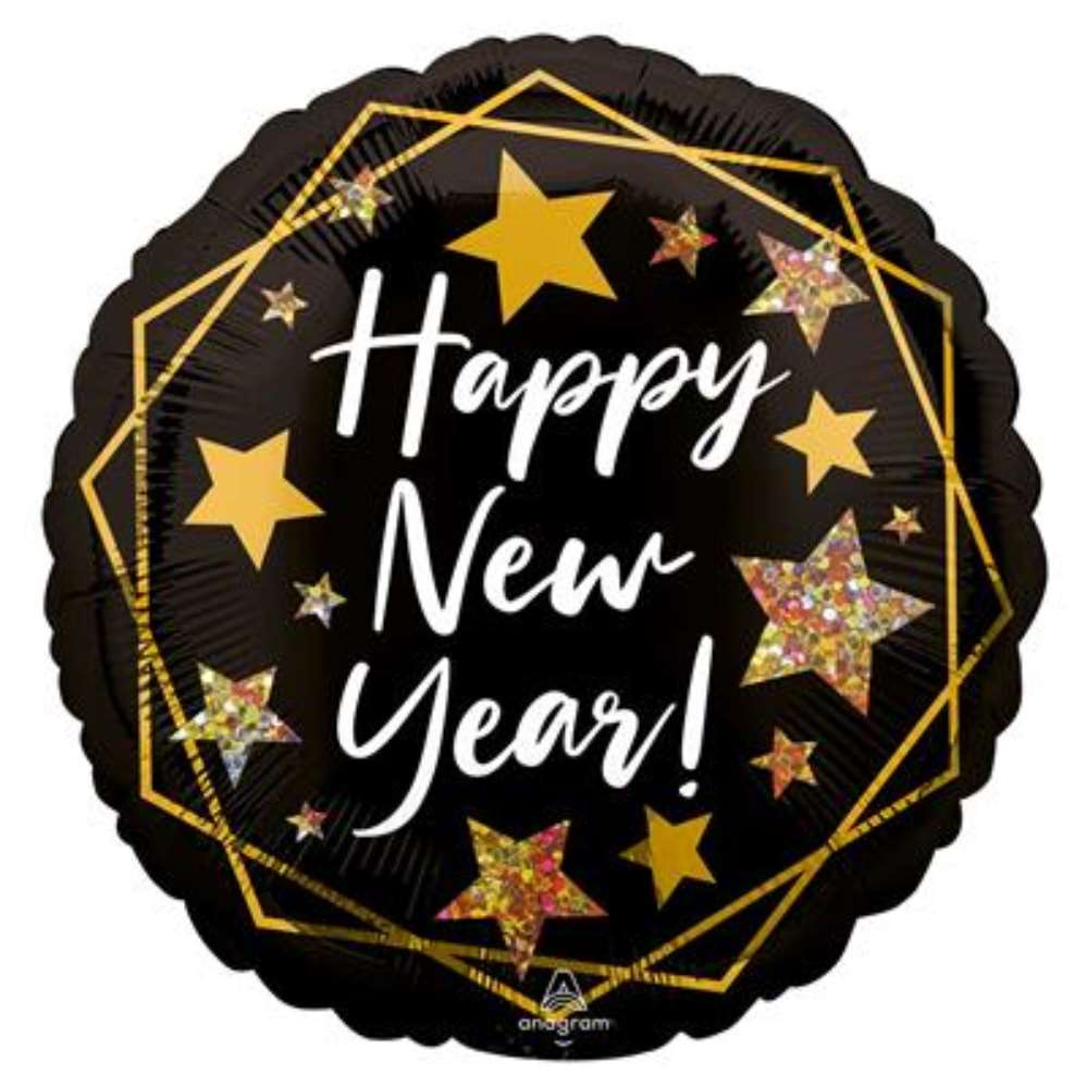 Foil Balloon 18" Gold Sparkle Happy New Year - Tiger Feet Ireland