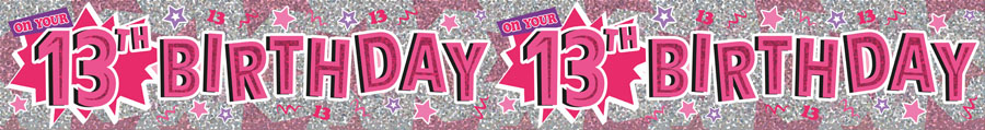 6pk Banners Birthday Age 13 - Tiger Feet Ireland