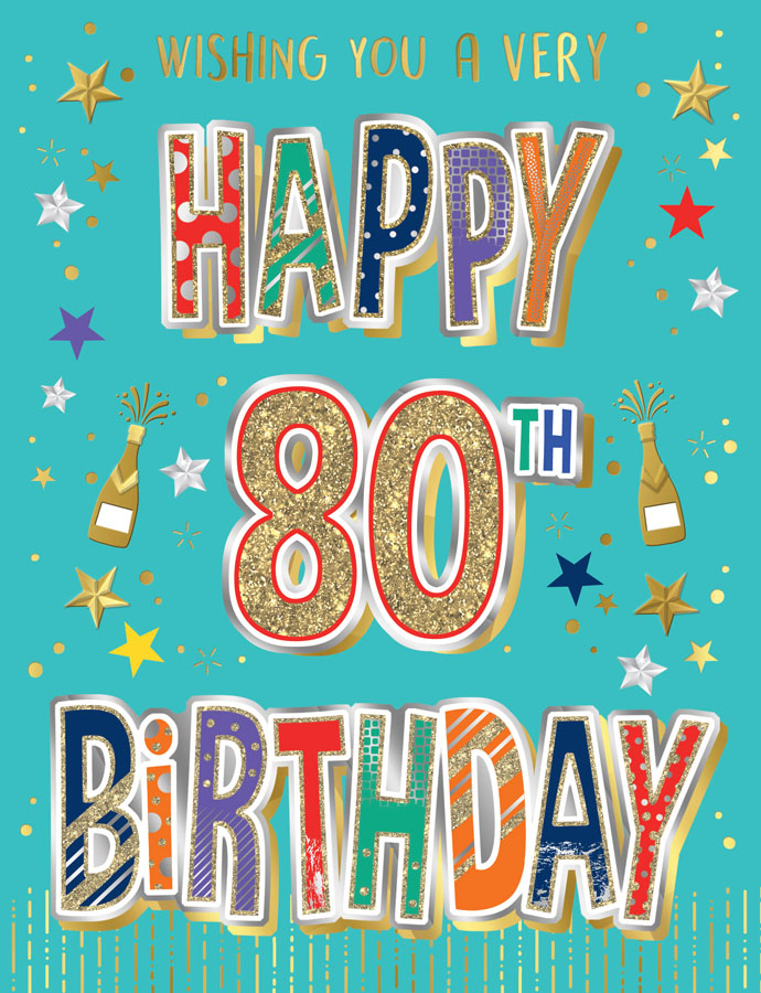 6pk Cards ED C50 Age 80 Text On Aqua - Tiger Feet Ireland
