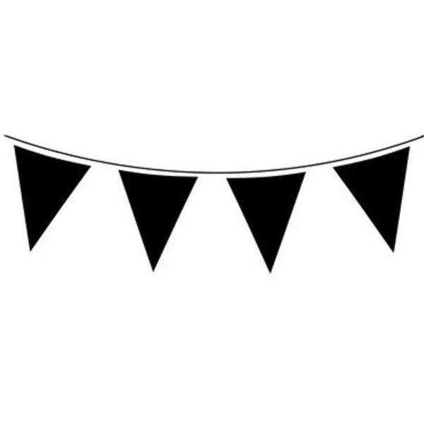 10m Waterproof Bunting 20 Flags Black - Tiger Feet Ireland