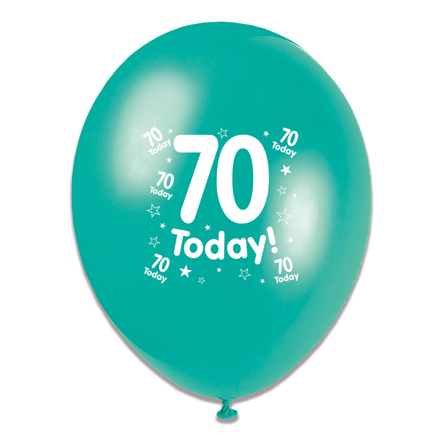 6 x 8pk Latex Balloons Birthday Age 70 - Tiger Feet Ireland