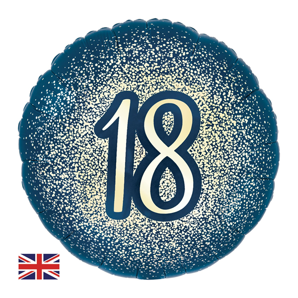 Foil Balloon 18" Round Metallic Glitter Age 18 - Tiger Feet Ireland