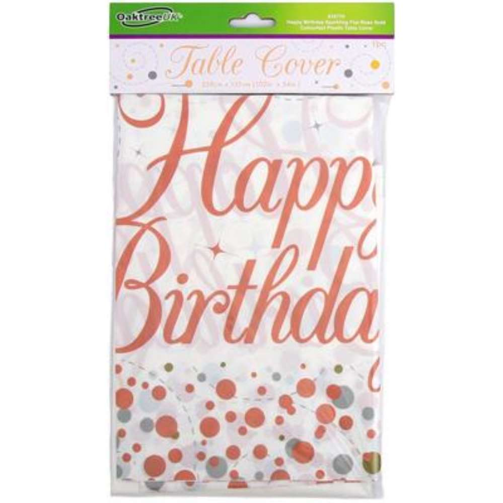 Happy Birthday Rose Gold Plastic Table Cove - Tiger Feet Ireland