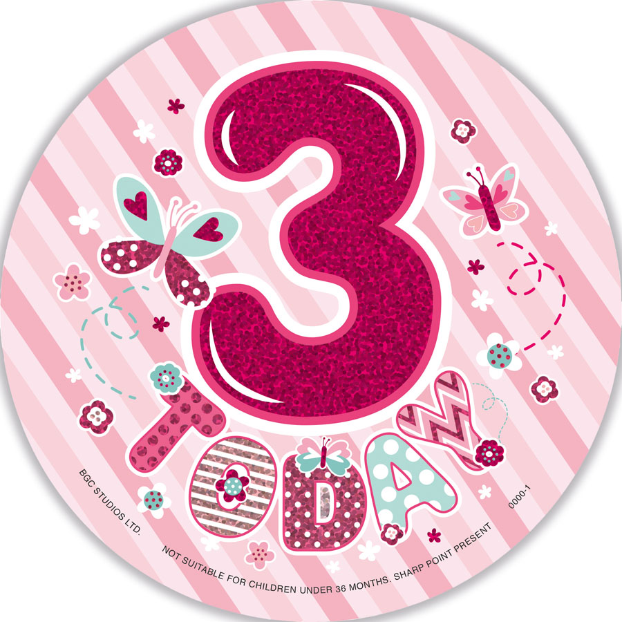 6pk Big Badges Birthday Age 3 - Tiger Feet Ireland