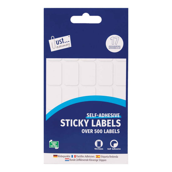 510 White 19 x 12mm Sticky Labels