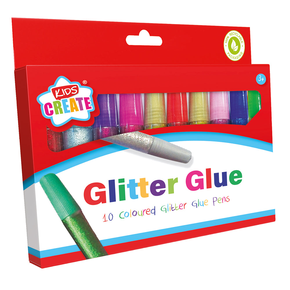 10 Coloured Glitter Glue Pens - Tiger Feet Ireland