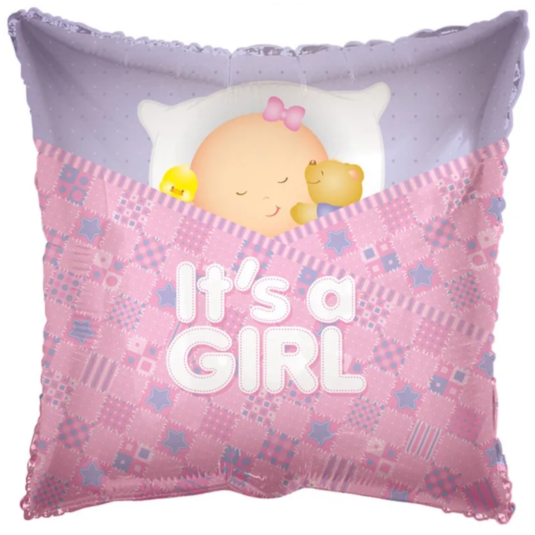 Foil Balloon 18" Square Baby Girl - Tiger Feet Ireland