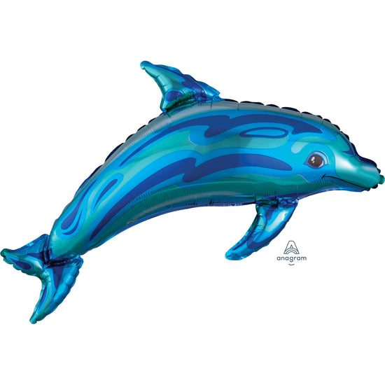 Foil Balloon Supershape Ocean Blue Dolphin