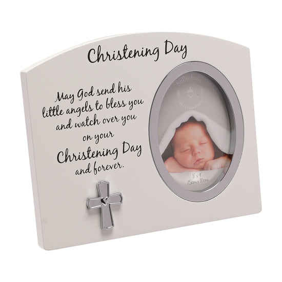 Photo Frame White/Silver Christening Day 3"x4