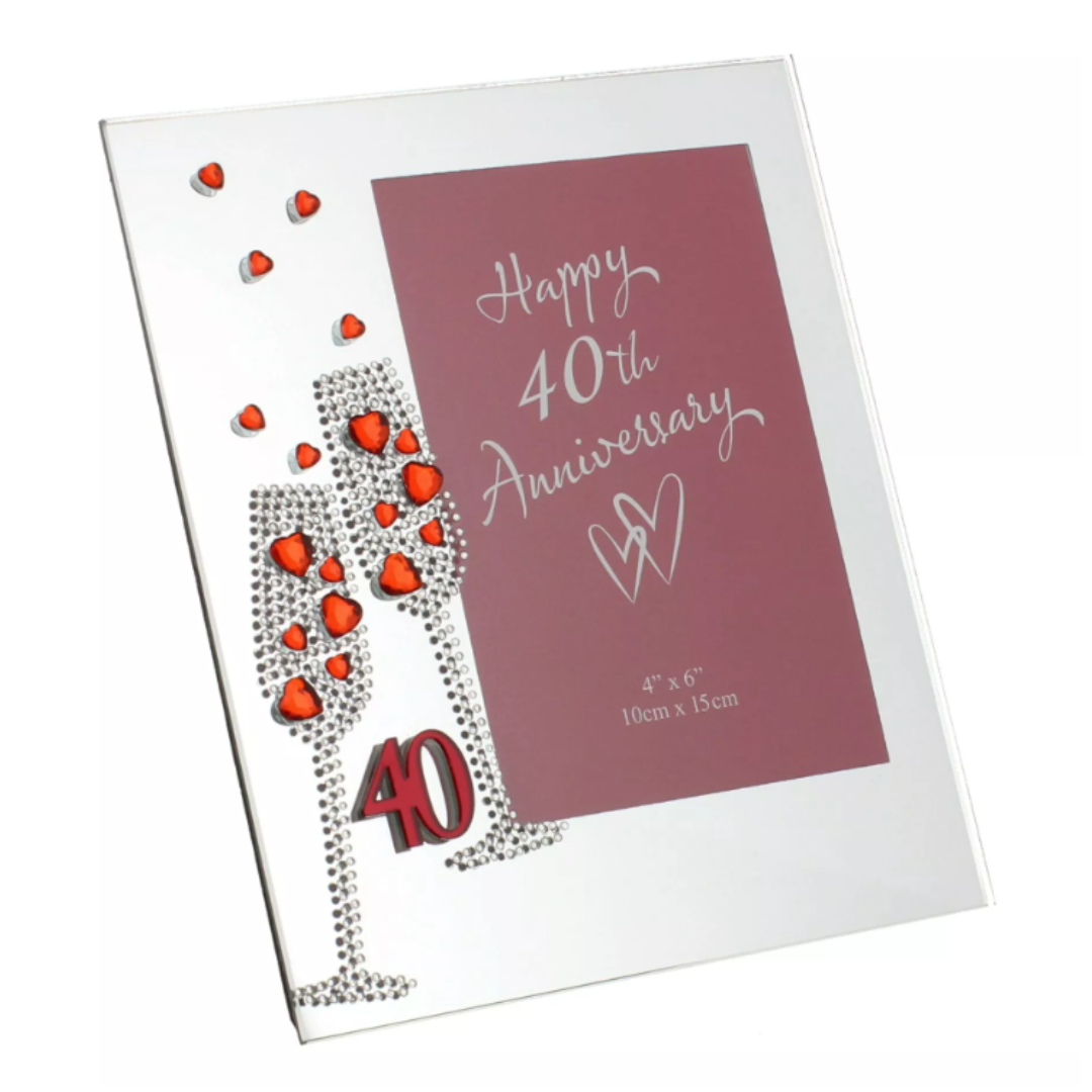 Anniversary Mirror Frame 40th 4"x6" - Tiger Feet Ireland