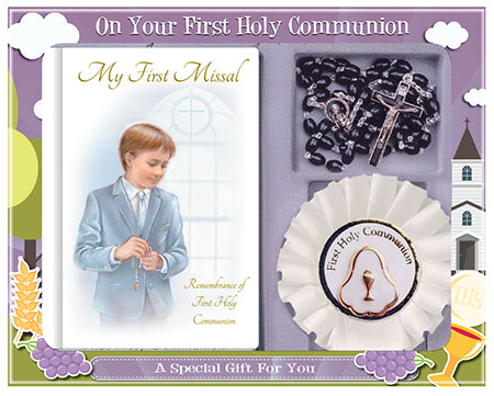 Communion Gift Set Hardback Book/Rosary/Rosette - Tiger Feet Ireland