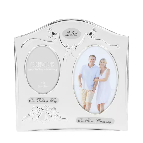 Photo Frame  Silver Plated Double Anniversary 25th - Tiger Feet Ireland