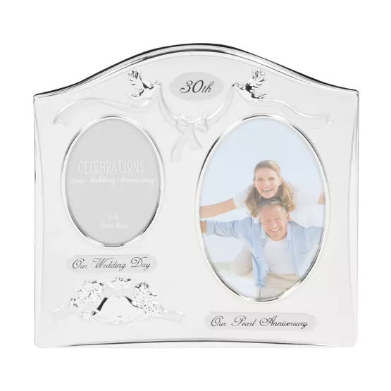 Photo Frame  Silver Plated Double Anniversary 30th - Tiger Feet Ireland