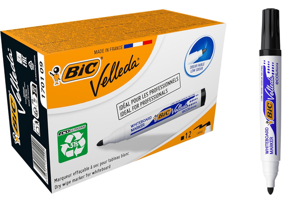 12pk BIC Velleda 1701 Whiteboard Marker Black