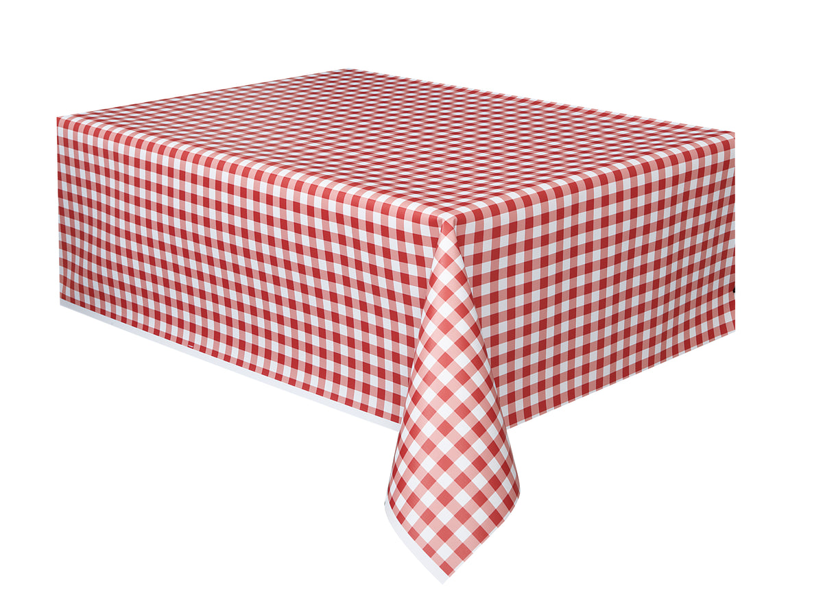 Plastic Tablecover 54x108" Red Gingham - Tiger Feet Ireland