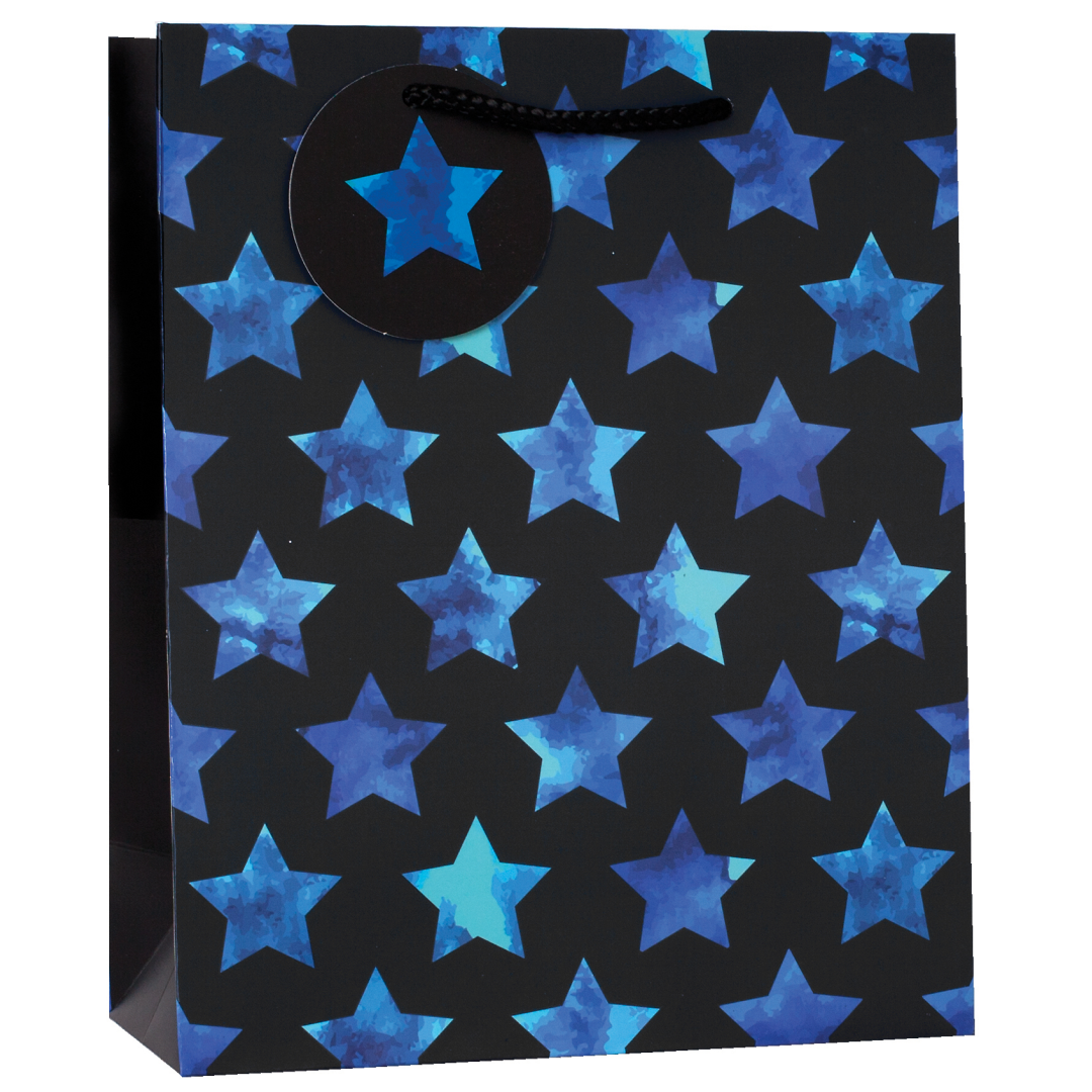 6pk Giftbags Medium Dark Blue Stars - Tiger Feet Ireland