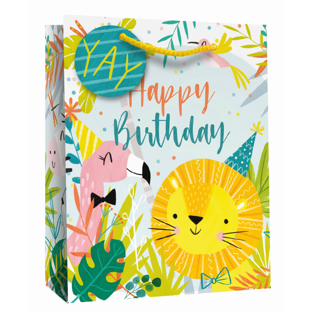 6pk Giftbags Large Happy Birthday Jungle - Tiger Feet Ireland