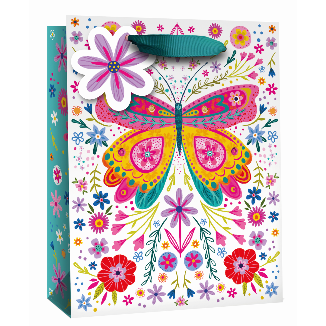 6pk Giftbags Large Floral Butterfly - Tiger Feet Ireland