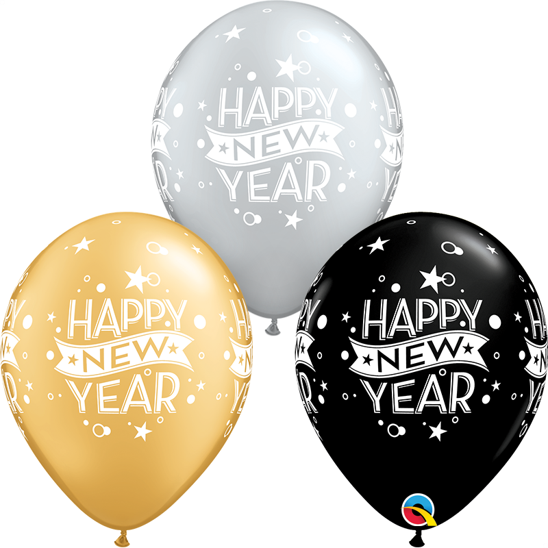 25ct Latex Balloons 11" Happy New Year Confetti - Tiger Feet Ireland