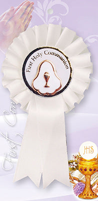 6pk Communion Rosette Pearl Medal - Tiger Feet Ireland