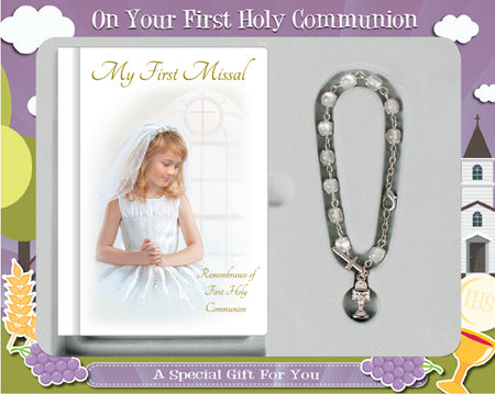 Communion Gift Set Hardback Book/Rosary Bracelet - Tiger Feet Ireland