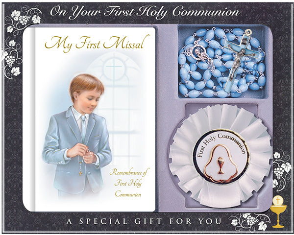 Communion Gift Set Hardback Book/Rosary/Rosette - Tiger Feet Ireland
