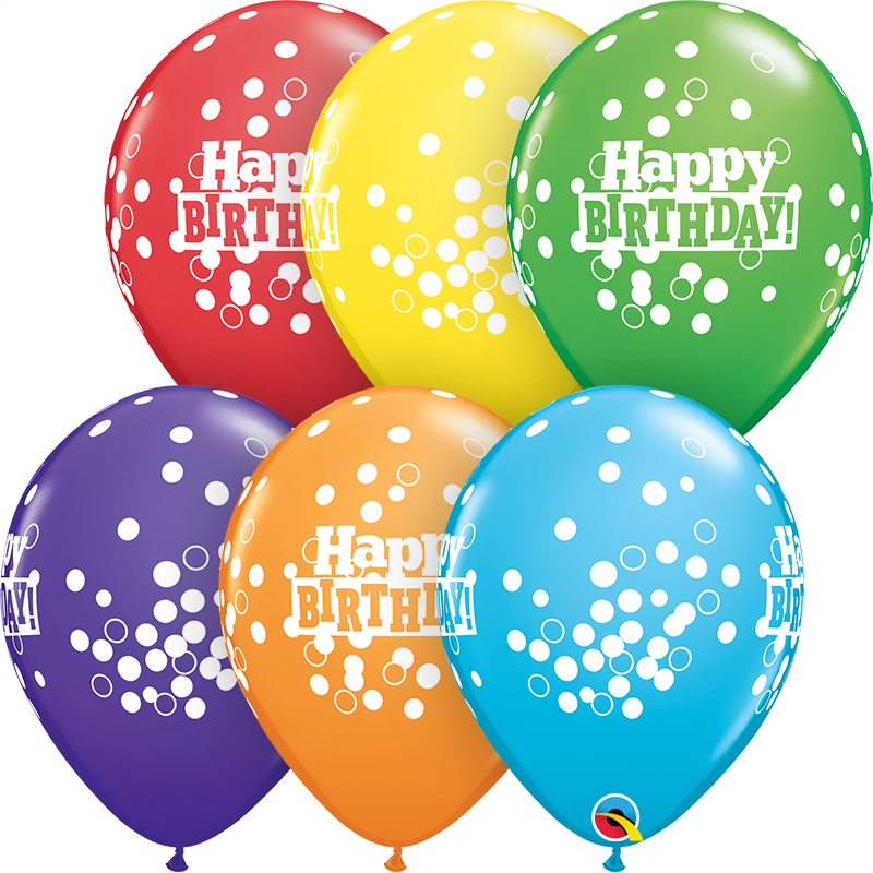 Latex Balloons 11" Rainbow Birthday Confetti 25pk - Tiger Feet Ireland