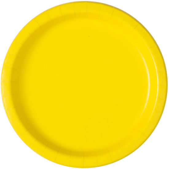 16ct Paper Plates 9" Round Neon Yellow