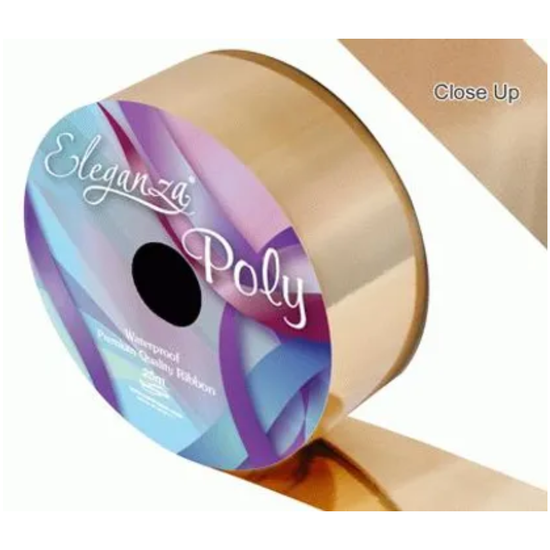Poly Ribbon 50mm x 25m Metallic Gold