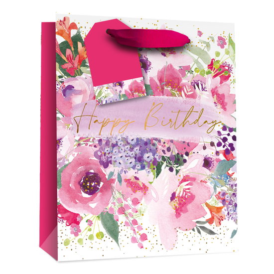 6pk Giftbags Medium Portrait Happy Birthday
