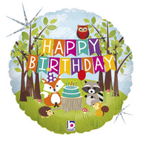 Foil Balloon 18" Round Woodland Birthday - Tiger Feet Ireland