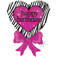 Foil Balloon Supershape Birthday Zebra Heart Bow - Tiger Feet Ireland