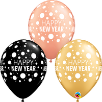 25ct Latex Balloons 11" Round Happy New Year Dots - Tiger Feet Ireland