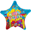 Foil Balloon 18in Happy Birthday Star - Tiger Feet Ireland